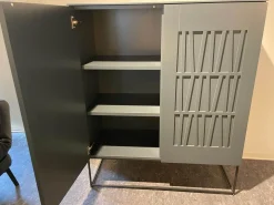 Highboard Claire Lack Anthrazit Metallrahmengestell Schwarz 2 Drehtüren Mit Push Pull