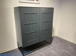 Highboard Claire Lack Anthrazit Metallrahmengestell Schwarz 2 Drehtüren Mit Push Pull
