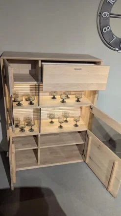 Highboard Cortona Eiche Massiv Mit Beleuchtung