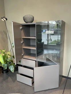 Highboard Cube Light Vitrine Mattlack M16 Elephant Grau