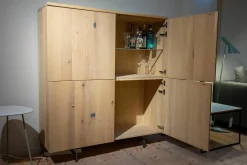 Highboard Cubus Eiche Weßgeölt Gestell Bronze Matt Innenfach aus Glas