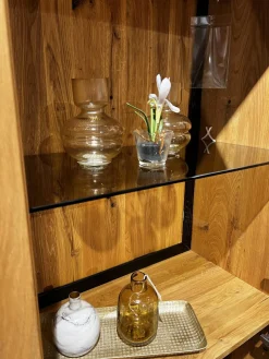 Highboard Hartford Eiche Natur Geölt Rückwand Massiv Sandgestrahlt Mit Hirnholz Inklusive Beleuchtung