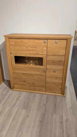 Highboard K2 Wildeiche Geölt Inklusive Beleuchtung Und Flaschenhalterung