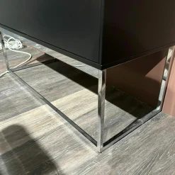 Highboard Kara Frame Lack Schwarz Gestell Chrom Glänzend