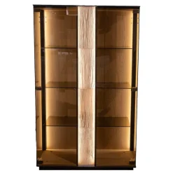 Highboard Kilva Kernesche Gebürstet Anthrazit Gebeizt Spaltholz Applikation Inklusive Beleuchtung