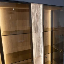 Highboard Kilva Kernesche Gebürstet Anthrazit Gebeizt Spaltholz Applikation Inklusive Beleuchtung