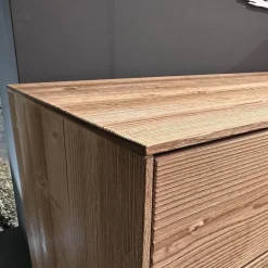 Highboard Mit Passepartout Bergfichte Gebürstet Rückwand Steingrau