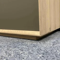 Highboard Murano Wildeiche massiv mit Glaselementen in grau