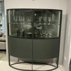 Highboard Navis 91403 Metall Anthrazit mit 2 Glastüren und LED-Beleuchtung