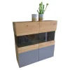 Highboard Opus Wildeiche Rustiko Tischlerplatte Furniert Inklusive LED Beleuchtung