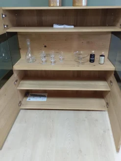 Highboard Opus Wildeiche Rustiko Tischlerplatte Furniert Inklusive LED Beleuchtung