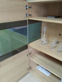 Highboard Opus Wildeiche Rustiko Tischlerplatte Furniert Inklusive LED Beleuchtung