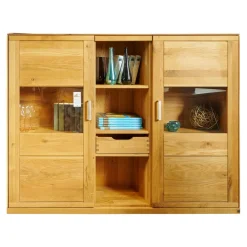 Highboard Pablo Wildeiche Natur Geölt Inklusive Beleuchtung