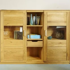 Highboard Pablo Wildeiche Natur Geölt Inklusive Beleuchtung