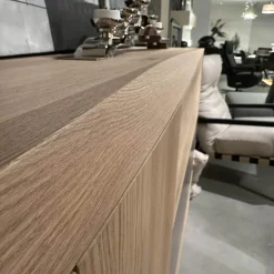 Highboard Puro Wave W40 Massivholz Eiche Absetzung MDF Steingrau Lackiert