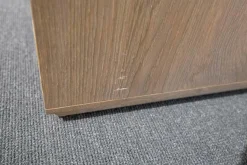 Highboard Sigma Eiche Massiv Schiefergrau Front Glas Weiß