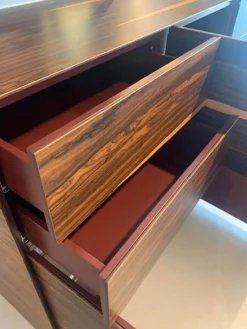 Highboard Soma Front ZK Matt Holzoptik Und SM Grau Mit Wechseloption Innen Lack Matt Beere Rot Sockel Lack Matt Graphit Ohne Deko