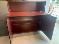 Highboard Soma Front ZK Matt Holzoptik Und SM Grau Mit Wechseloption Innen Lack Matt Beere Rot Sockel Lack Matt Graphit Ohne Deko