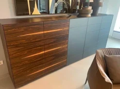 Highboard Soma Front ZK Matt Holzoptik Und SM Grau Mit Wechseloption Innen Lack Matt Beere Rot Sockel Lack Matt Graphit Ohne Deko