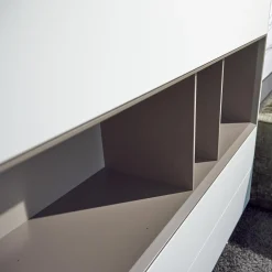 Highboard Soma Lack Matt Weiß Basalt Zargen Lack Weiß Matt Gestell Wange Alufarbig