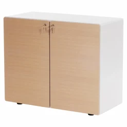 Highboard Star Strukturlack Weiß_x000b_Türfronten Eiche Hell_x000b_mit Fachböden