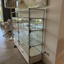 Highboard Vitrinenschrank Reinweiss mit Glaselementen