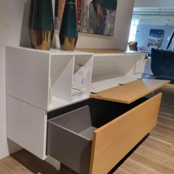 Highboard Wallover Eiche Echtholz Lack Matt Nero Stout Untergestell Metall