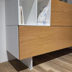 Highboard Wallover Eiche Echtholz Lack Matt Nero Stout Untergestell Metall