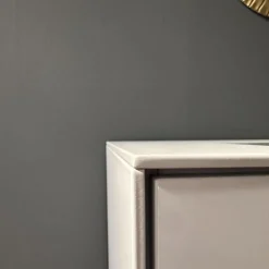 Highboard WM2380 Lack Samtgrau Wildeiche Massiv Soft Gebürstet Mit Glasausschnitt