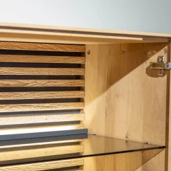 Highboard Yonna 7102 Kerneiche Natur Gebürstet Inklusive Beleuchtung