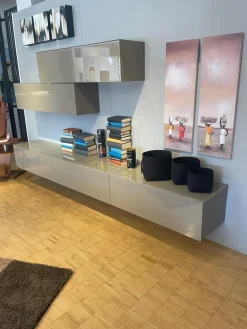 Hängeschrankkombination Titolo Lack Terra Ombra Grau Braun Hochglanz