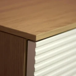 Hänge-Sideboard Cubo Korpus 420 Glattlack Verkehrsweiß Abdeckplatte 127 Eiche Milk