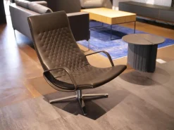 Hochlehn-Sessel DS-51 A Leder Touch Espresso Braun Ton in Ton Gestell 4-Fuß Chrom