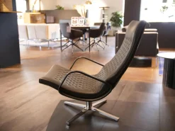 Hochlehn-Sessel DS-51 A Leder Touch Espresso Braun Ton in Ton Gestell 4-Fuß Chrom