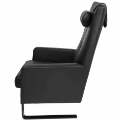 Hochlehnsessel Santos Leder Wildanilin L 7360 B Cat. 12 Schwarz Gestell Kufen schwarz