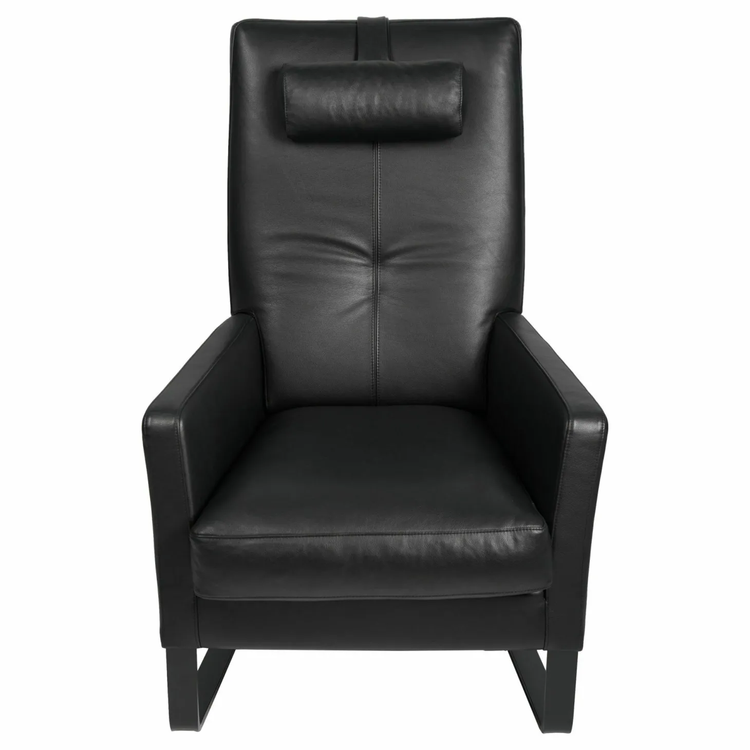 Hochlehnsessel Santos Leder Wildanilin L 7360 B Cat. 12 Schwarz Gestell Kufen schwarz