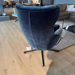 Hochlehnsessel Victor Stoff 4473 69 Dunkelblau Kreuzfuß Schwarz Inklusive Hocker