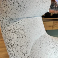 Hochlehnsessel Viktor Stoff 6450 49 Weiß Grau Gestell Kreuzfuß Metall Schwarz Pulverbeschichtet Mit Hocker