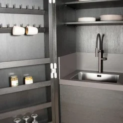 Hochschrank Cambusa Eiche Ohne Knoten Pigmentier Total Black Innen Eiche Ohne Knoten Geölt Pigmentiert