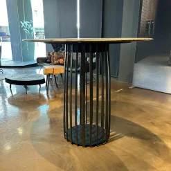 Hochtisch BC 07 Basket Steinplatte Rainforest Green Grün Braun Grau Mit Kieselkante Gestell Stahllasur Bronze