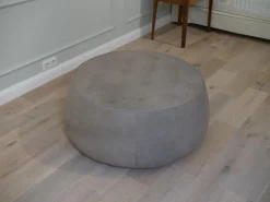 Hocker Big Jack Bezug Leder Rancho Cora Grau Beige