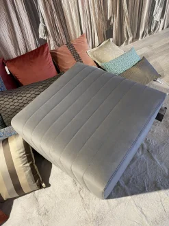 Hocker Boudoir Bezug Stoff 5002 Accente 9502 Flannel Gray Grau Mit Teflongleitern