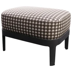 Hocker Chelsea Stoff Scuro Braun Weiß Gemustert Gestell Eiche Grau