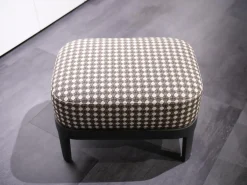 Hocker Chelsea Stoff Scuro Braun Weiß Gemustert Gestell Eiche Grau