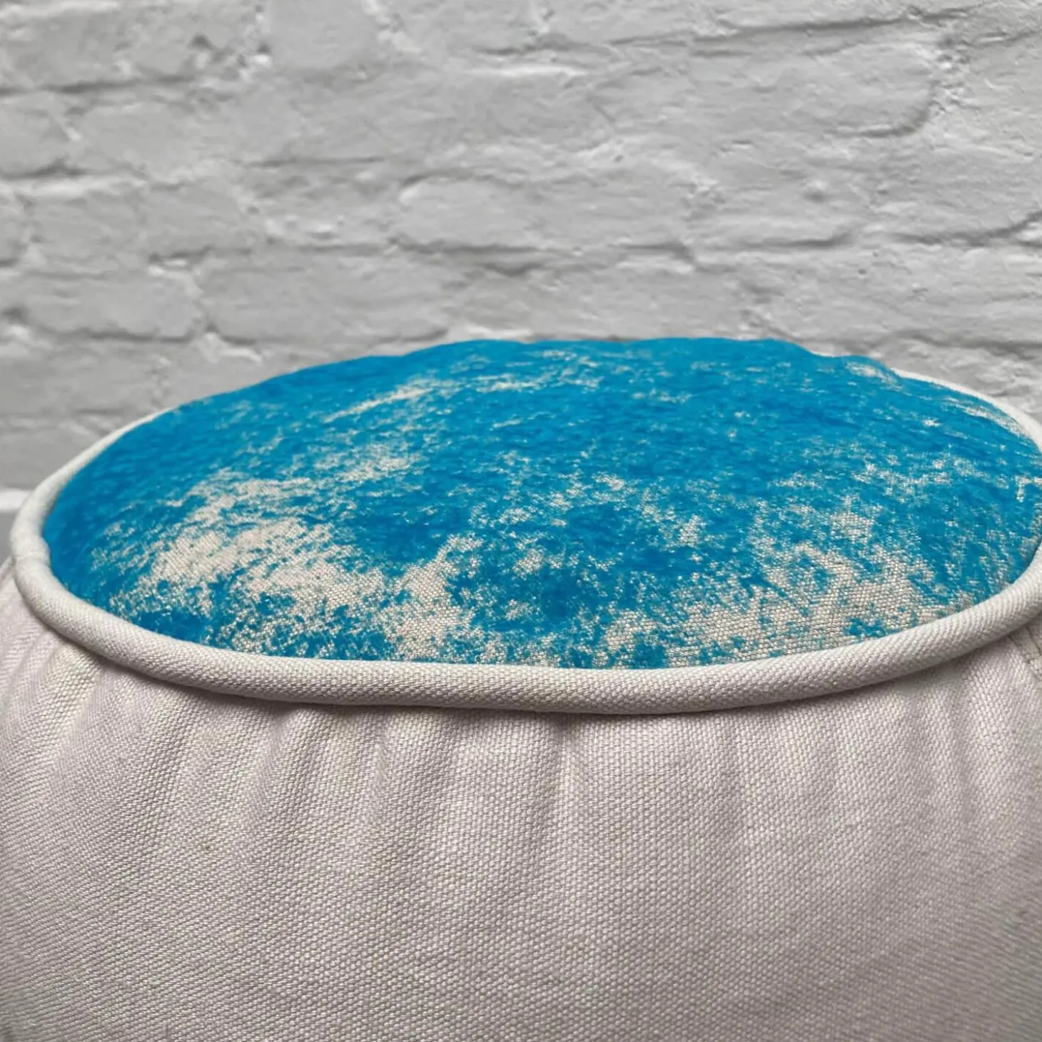 Hocker Chubby Chic Sitz Stoff Flock Türkis Weiß