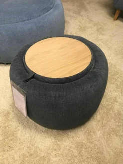 Hocker Circle Stoff 490 Yeti Triton mit Wendbarer Platte D00 Eiche Roh