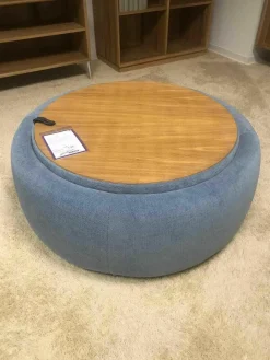 Hocker Circle Stoff 490 Yeti Triton mit Wendbarer Platte D13 Eiche Natur Geölt