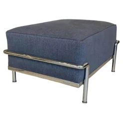 Hocker Designklassiker LC2 Stoff Grau Savanna 13E398 Stahlrohr Chrom