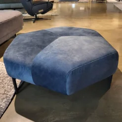 Hocker Franz Stoff Petrol PG IV Schwarz Füße Metall Schwarz