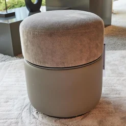 Hocker Otto Stoff Barkley 227 Farbe 44 Grau Mit Leder Ablage Gestell Metall